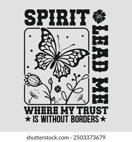 Spirit Lead Me Cut File, Retro Christian  Western Bible Quote , Religious  Hippie Jesus , Christian , Groovy Jesus 