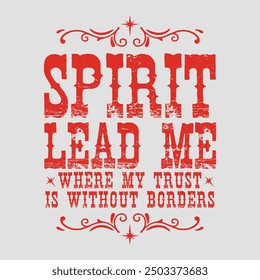 Spirit Lead Me Cut File, Retro Christian  Western Bible Quote , Religious  Hippie Jesus , Christian , Groovy Jesus 