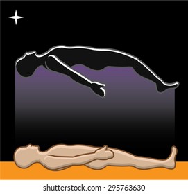 Spirit Leaves the Body Reincarnation Afterlife Vector Illustration Astral Body