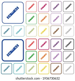 Spirit level color flat icons in rounded square frames. Thin and thick versions included.
