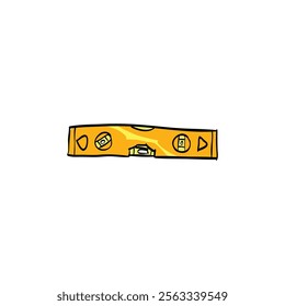 Spirit level drawing in cartoon comic style. Building tool. Vector illustration art.