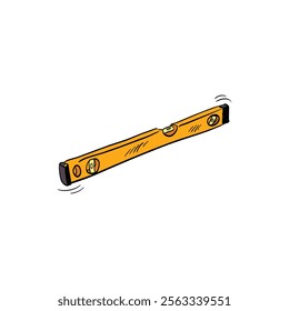 Spirit level drawing in cartoon comic style. Building tool. Vector illustration art.