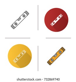 Spirit level icon. Flat design, linear and color styles. Isolated vector illustrations