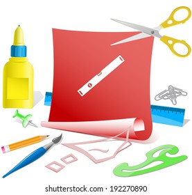 Nivel de espíritu. Plantilla de papel. Ilustración vectorial.
