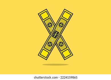 Spirit Level Tool Vector Illustration. Working Tools Equipment Objects Icon Concept. Spirit Level Tool In X Sign Vector Design On Yellow Background.