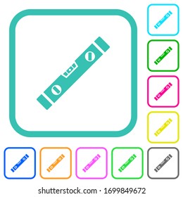 Spirit level vivid colored flat icons in curved borders on white background