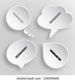 Spirit level. White flat vector buttons on gray background.