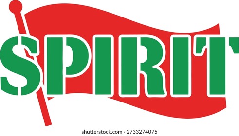 Spirit megaphone typography design vector illustration for sports cheerleading team motivation and loud support cheering on transparent background.