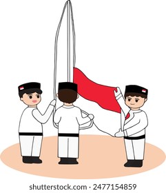 In the spirit of nationalism, the three boys waved the Indonesian flag with great pride at the ceremony. They are a brave and patriotic hope for the future.