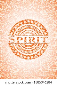 Spirit orange tile background illustration. Square geometric mosaic seamless pattern with emblem inside.