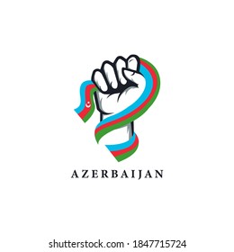 Spirit rising hand of Azerbaijan flag series vector on white background