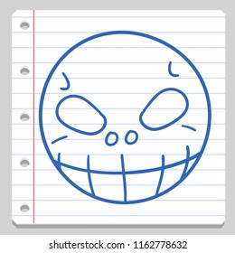 Spirit Skull Head Halloween Notebook School Doodle Icon Symbol Sketch Line Art