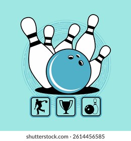 Spirit sport bowling . Vector illustrations for printed t-shirts, screen printing