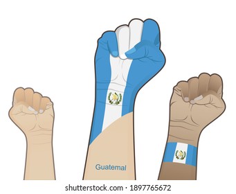 The spirit of struggle by lifting the hand with the Guatemalan flag