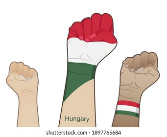 The spirit of struggle by lifting the hands of the Hungarian flag