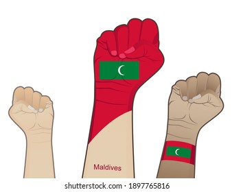 The spirit of struggle by lifting the hands with the Maldives flag