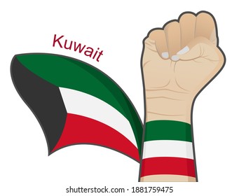 The spirit of struggle to defend the country by raising the Kuwaiti national flag