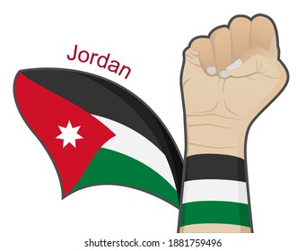 The spirit of struggle to defend the country by lifting the Jordan national flag