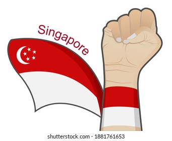 The spirit of struggle to defend the country by lifting the Singapore national flag