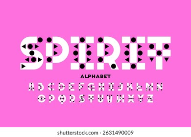 Spirit. Tribal style font, alphabet letters and numbers vector illustration