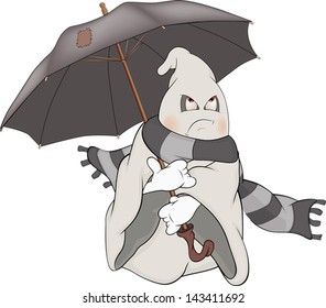 Spirit and an umbrella.Cartoon