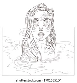 The spirit of water. Mermaid. Coloring pages.