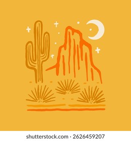 Spirit of the west Arizona saguaro desert illustration for t shirt sticker print design