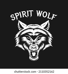 Ilustración de lobo espiritual, dibujo vectorial