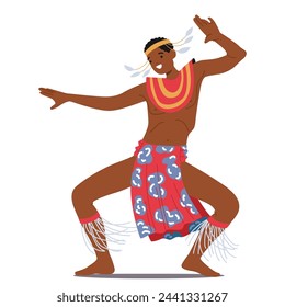 Spirited African Male Tribal Dancer Character Moves With Rhythmic Grace, Adorned In Vibrant Traditional Attire. His Expressive Movements Convey Cultural Stories Through Dynamic, Captivating Dance