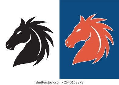 Spirited horse head silhouette, flowing mane with triangulated shapes
