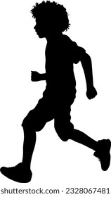 A spirited side view silhouette capturing the vibrant motion of a teenager boy running freely, radiating energy and vitality in every stride