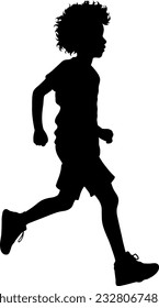 A spirited side view silhouette capturing the vibrant motion of a teenager boy running freely, radiating energy and vitality in every stride