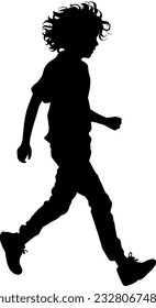 A spirited side view silhouette capturing the vibrant motion of a teenager boy running freely, radiating energy and vitality in every stride