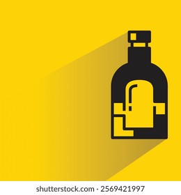spirits bottle icon with shadow on yellow background