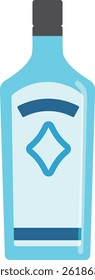 Ilustración de botella de licores con estilo de Vector plano simple en Colores azules