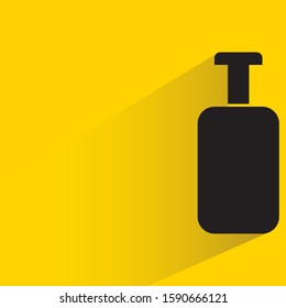 spirits, wine and beer bottle with drop shadow in yellow background