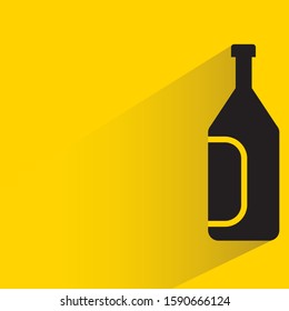 spirits, wine and beer bottle with drop shadow in yellow background