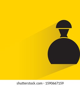 spirits, wine and beer bottle with drop shadow in yellow background