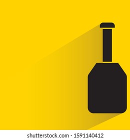 spirits, wine and beer bottle with drop shadow in yellow background