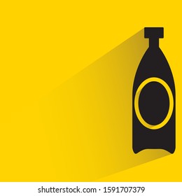 spirits, wine and beer bottle with drop shadow in yellow background