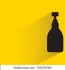 spirits, wine and beer bottle with drop shadow in yellow background