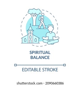 Spiritual balance turquoise concept icon. Inspirational practice abstract idea thin line illustration. Isolated outline drawing. Editable stroke. Roboto-Medium, Myriad Pro-Bold fonts used