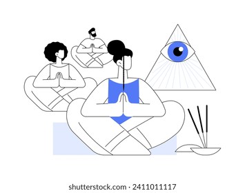 Spiritual coach isolated cartoon vector illustrations. Group of diverse people work with spiritual coach, small business, mindfulness state, holistic living, balance and harmony vector cartoon.