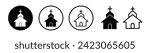 Spiritual Edifice Line Icon. Religious Building icon in black and white color.