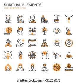 Spiritual Elements , Thin Line and Pixel Perfect Icons
