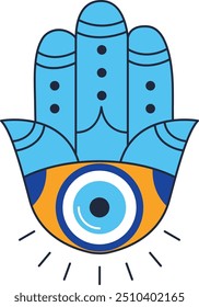 Spiritual eye in hand symbol. Colorful esoteric sign