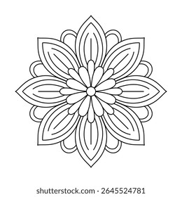Spiritual floral bloom mandala coloring book page