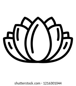 Spiritual flower, lotus line icon 