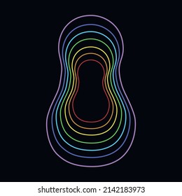 Crecimiento espiritual, color arcoiris marcó capas del cuerpo masculino. Las capas etericas, emocionales, metálicas, astrales, celestiales y causales. Vector aislado sobre fondo blanco