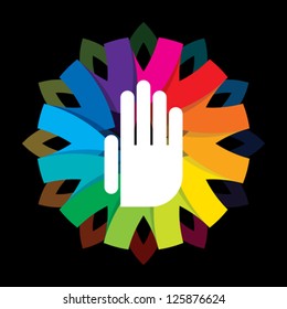 spiritual hand on colorful background